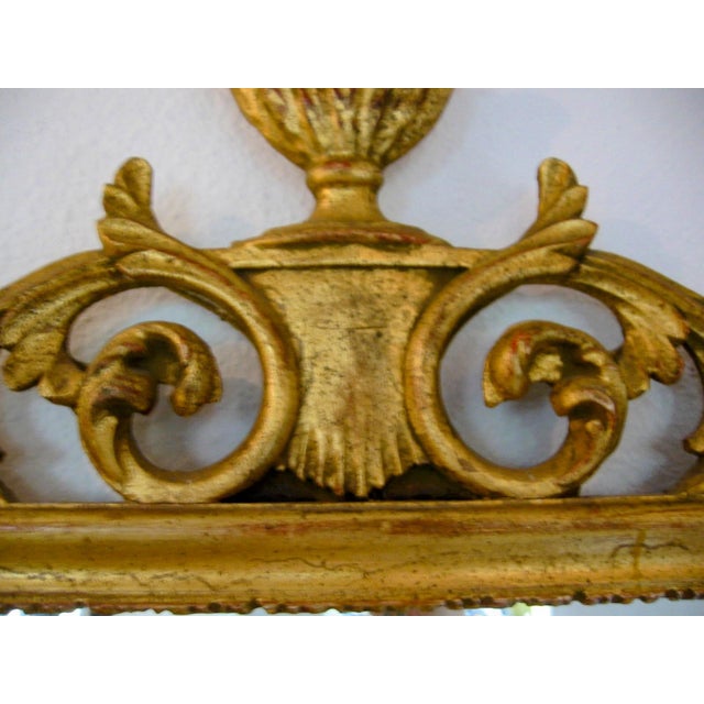 Rococo Style Italian Gold Leaf Scrolled Vase Acanthus Leaf Crest Mirror For Sale - Image 10 of 10