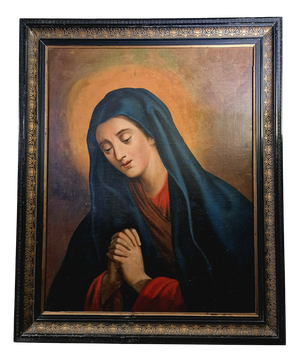 Italian School, Unknown, Madonna in Prayer, Late 18th Century, Oil on Canvas and Wood, Framed