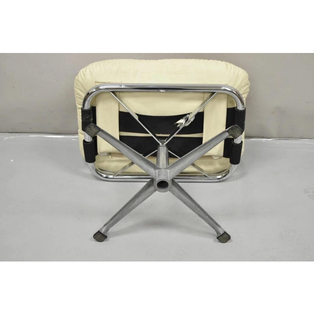 Vintage Directional Mid Century Modern Tubular Aluminum Base Swivel Ottoman For Sale - Image 10 of 12