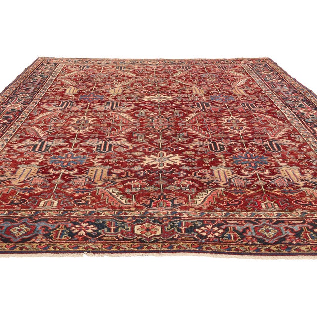 Tribal Antique Persian Dragon Serapi Heriz Rug - 07'08 X 09'09 For Sale - Image 3 of 9