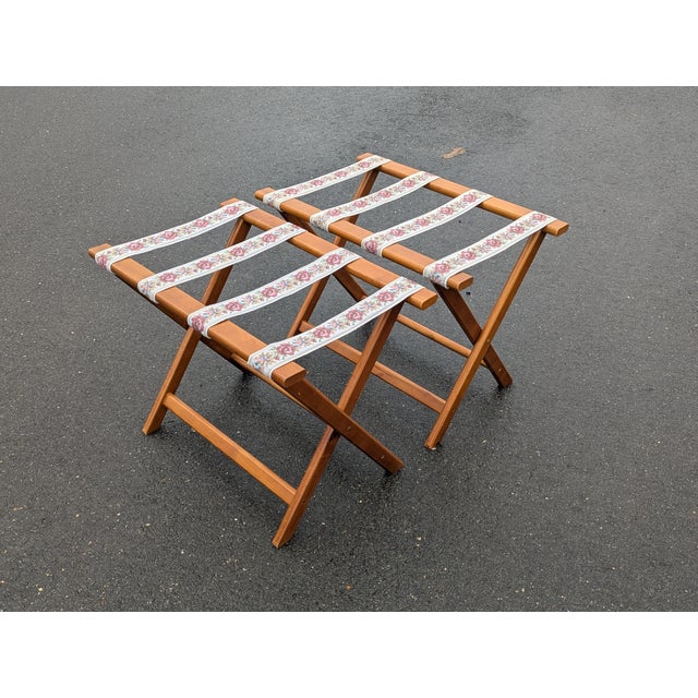 Mid 20th Century 1960s Vintage Scheibe Style Folding Wooden Luggage Rack Set of 2 For Sale - Image 5 of 9