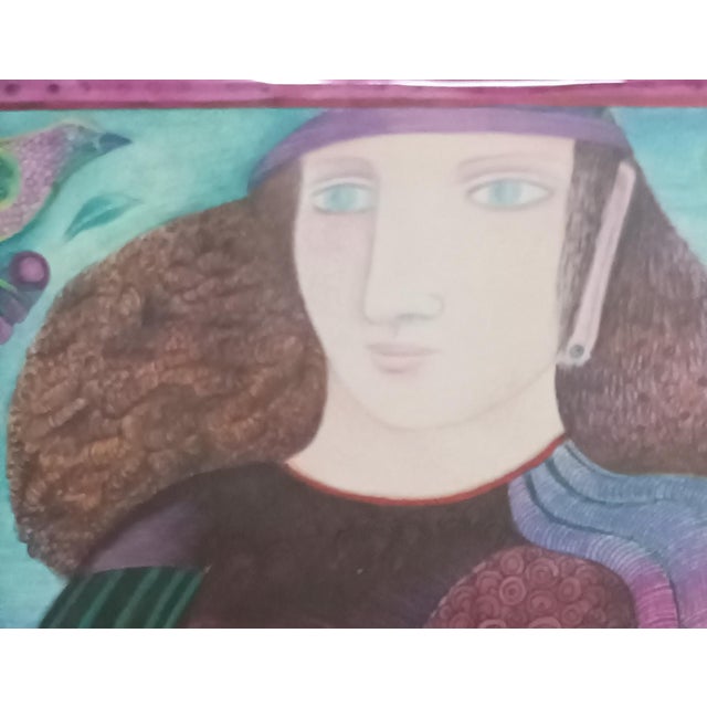 1980s Alyanne, Portrait of a Woman, 1980s, Mixed Media on Paper For Sale - Image 5 of 6
