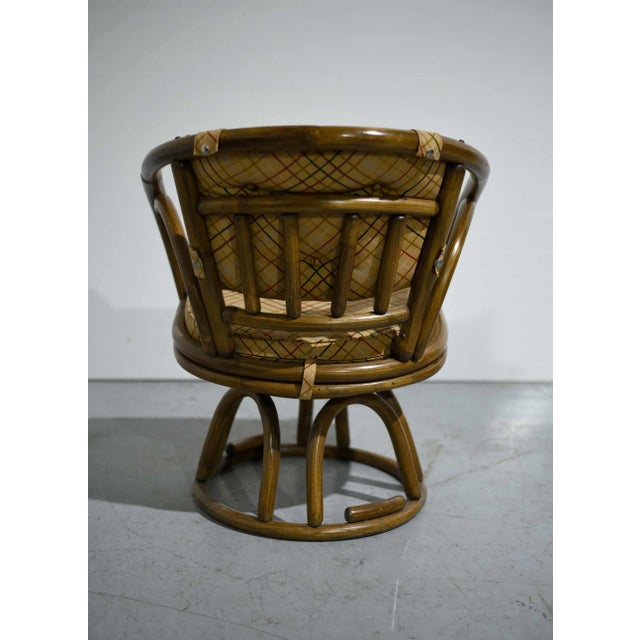 Mid Century Rattan Round Table and Swivel Chairs Set 5 Pieces Chairish