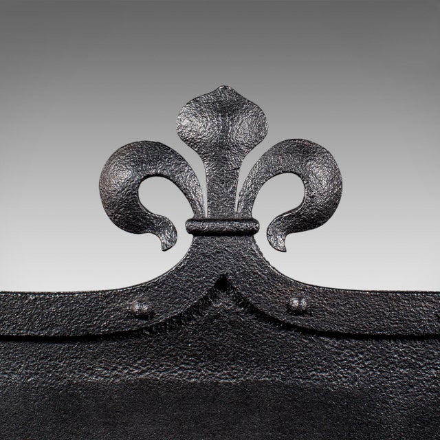 Black Antique Open Hearth Fireplace, English, Fire Basket, Andirons, Victorian, C.1900 For Sale - Image 8 of 11