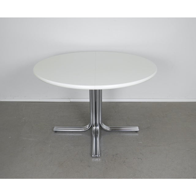 Round Extendable Table and Cantilever Chairs from Läsko, Germany, 1970s, Set of 7 For Sale - Image 6 of 18