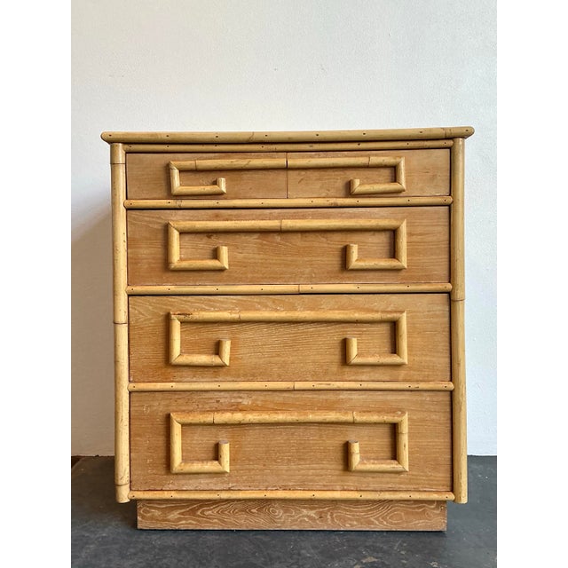Vintage Whitecraft Oak and Bamboo Chest of Drawers For Sale - Image 9 of 12