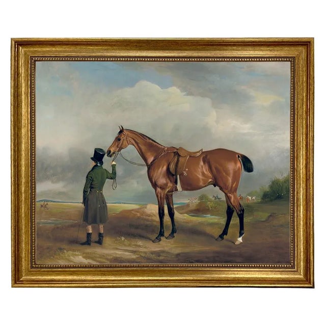 Not Yet Made - Made To Order "Horse and His Groomer" Framed Print on Canvas in Antiqued Gold Frame- a 16" X 20" Framed to 19-1/2" X 23-1/2". For Sale - Image 5 of 5
