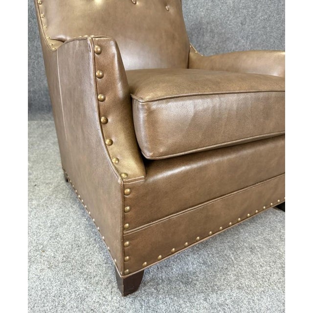 New Showroom Sample Alden Parks Modern Leather Club Chair For Sale - Image 9 of 10