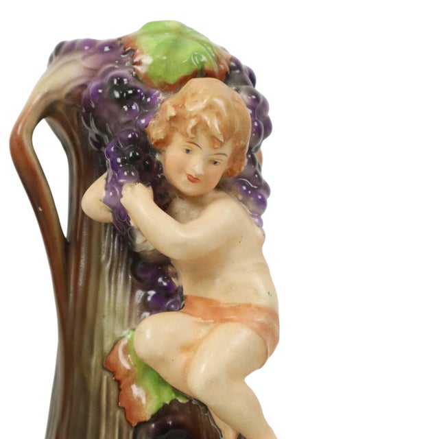 Ceramic Art Nouveau Amphora Style Pottery Vases with Putti, 1890s, Set of 2 For Sale - Image 7 of 17