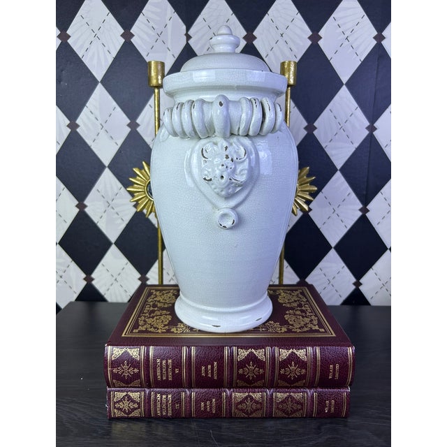1970s Italian Torcivia E Todaro for Fortunata Crackle Glaze Lidded Urn For Sale - Image 10 of 18