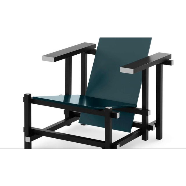 Black and Blue Armchair by Gerrit Thomas Rietveld for Cassina For Sale - Image 3 of 14