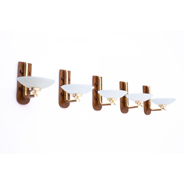 Art Deco Wall Lamps, Poland, 1950s, Set of 5 For Sale - Image 9 of 9