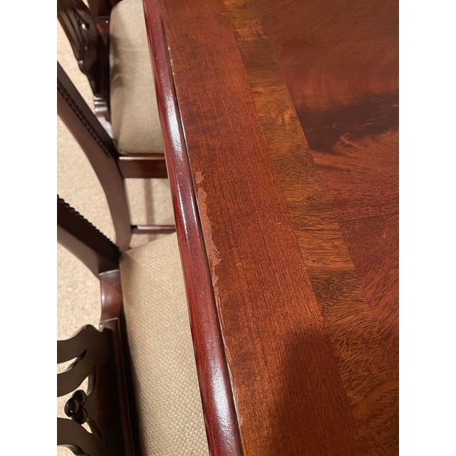 Late 20th Century Maitland-Smith Mahogany Dining Table With 8 Chairs (6 Chippendale + 2 Henredon Host Chairs) For Sale - Image 16 of 18