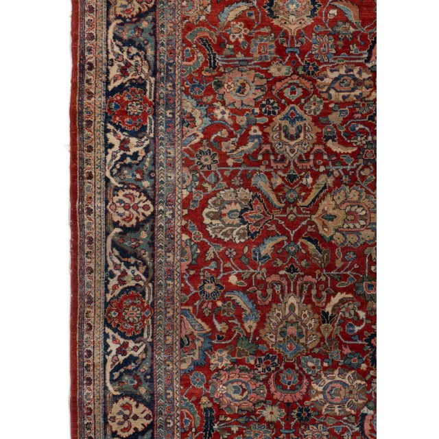 Vintage Circa 1940 Red Sarouk Hand Knotted Rug, 6ft 9in X 9ft 9in For Sale In New York - Image 6 of 7