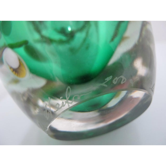 Chris Heilman Multi-Layered Glass Green Plum Blossom Paperweight Vase Sculpture For Sale - Image 9 of 11