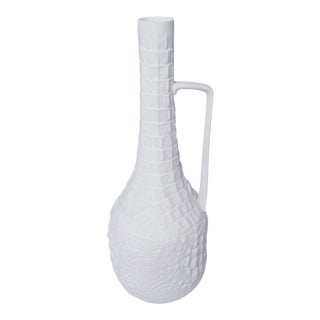 White Modernist Bisque Porcelain Vase With Crocodile Texture by a.k. Kaiser For Sale