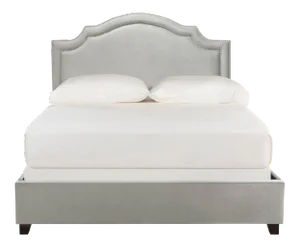 Modern Upholstered Bed in Grey & Nickel in Full
