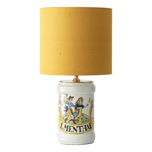 Italian Renaissance Revival Albarello Apothecary Jar Table Lamp, 19th Century For Sale