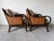 Palecek Coastal Organic Rattan & Cane Lounge Armchairs With Leather-Wrapped Details – Pair For Sale - Image 4 of 12