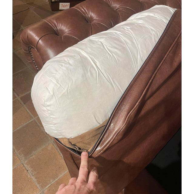Vintage Chesterfield Three-Seater Sofa in Brown Leather, 2010s For Sale - Image 6 of 16