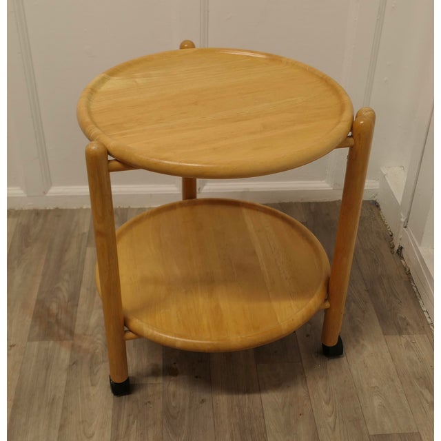 Mid-Century Pine 2-Tier Lazy Susan Trolley, 1960s For Sale - Image 4 of 7