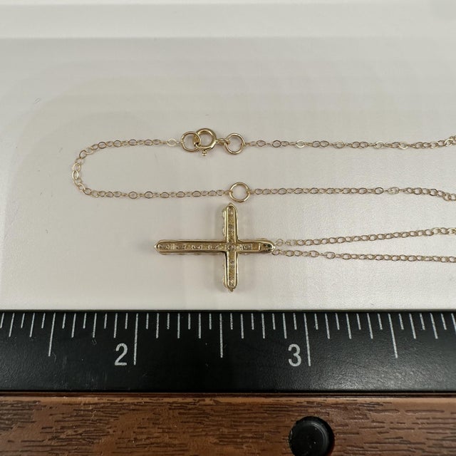 Natural Diamond Cross Necklace 14kt Yellow Gold 0.68ctw Gh Si New For Sale In New York - Image 6 of 6