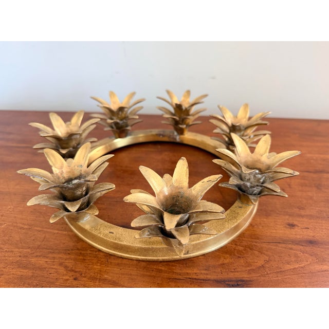 Vintage Brass Pineapple Candle Holder For Sale - Image 4 of 9