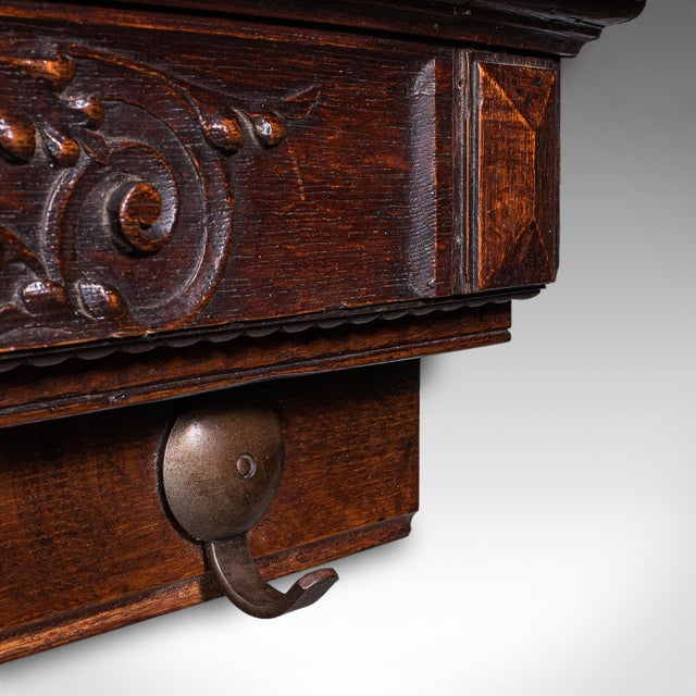 4 Hook Antique Cloakroom Coat Rack, English, Reception Valet, Edwardian, c.1905 For Sale - Image 10 of 10
