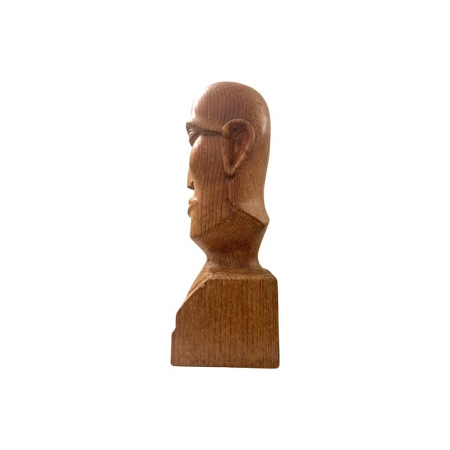 1960s Vintage Mid Century Modern Large Carved Wood Tiki Head 1960s For Sale - Image 5 of 12