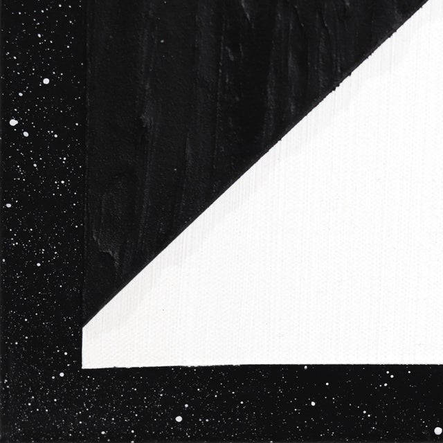 Geometric Abstract Textured Black and White Sculptural Minimalist Painting "Zipline" Original Artwork by Tasha Jentel For Sale - Image 4 of 10