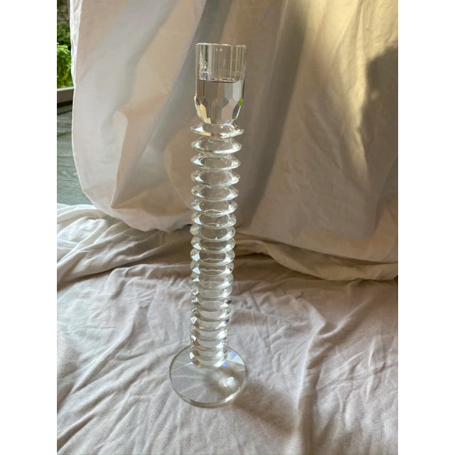 1980s Tall Crystal Candleholder For Sale - Image 10 of 12