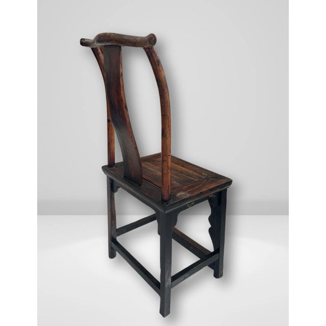 Pair of 19th-Century Chinese Yoke-Back Chairs in Carved Yumu Wood For Sale In Detroit - Image 6 of 9