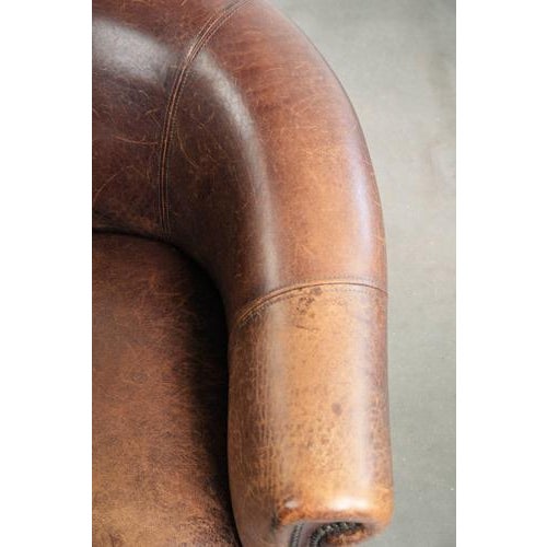 Brown Vintage Sheepskin Club Armchair For Sale - Image 8 of 13
