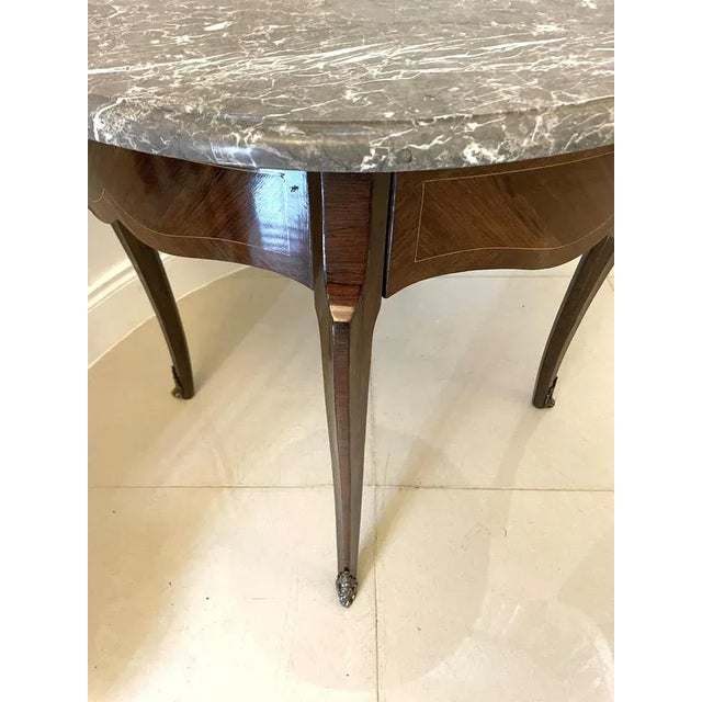 Victorian French Freestanding Kingwood Marble Top Lamp Table, 1880s For Sale - Image 6 of 12