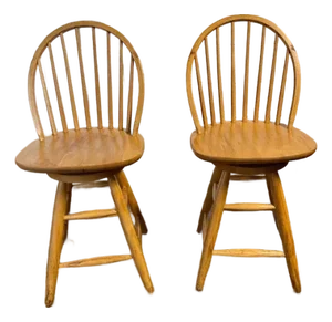 Pair of Vintage Spindle Back Windsor Swivel Barstools