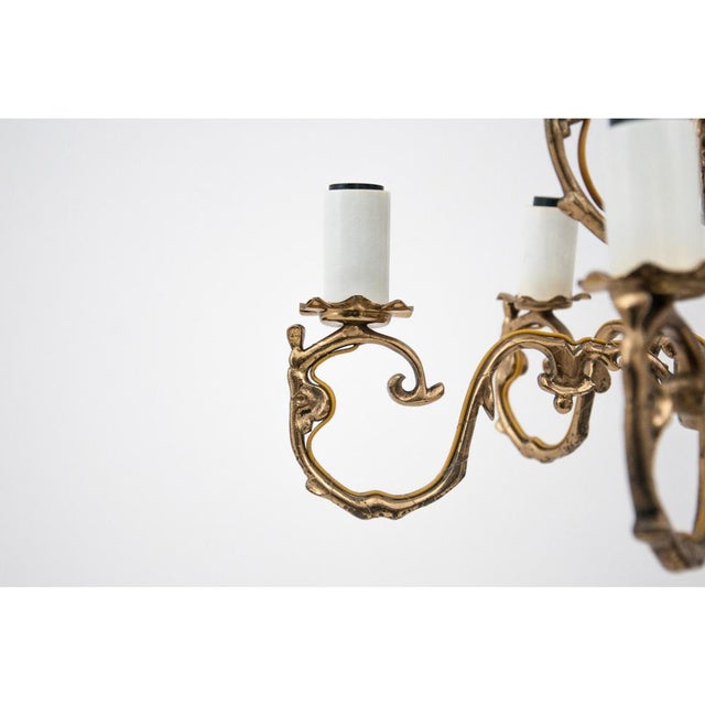 Brass Chandelier, Poland, 1950s For Sale - Image 6 of 8