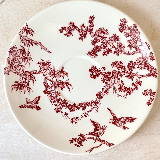 Ceramic Gien France 2 Teacup & Saucer Sets with Box - Musée De La Toile De Jouy For Sale - Image 7 of 11