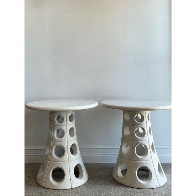 Vintage Italian Marble Cutout Side Tables - A Pair For Sale - Image 14 of 14