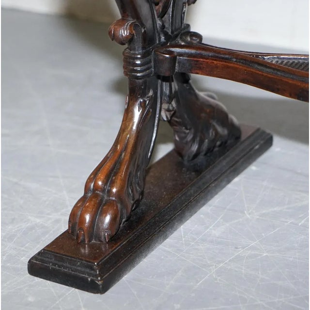 Italian Ornately Hand Carved Oak Side Table with Solid Marble Top, 1840s For Sale - Image 11 of 18