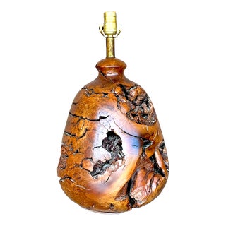 Vintage Boho Wood Knot Lamp For Sale