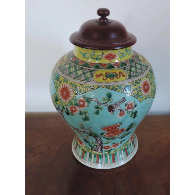 19th Century 19th Century Chinese Famille Vert Porcelain Jar Vase and Cover For Sale - Image 5 of 11