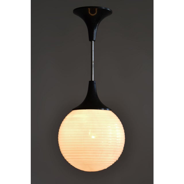 Mid-Century Chandelier in Chromed Steel and Opaline Glass, Czech, 1950s For Sale - Image 6 of 8