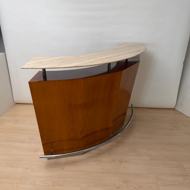 Mid-Century Bar Counter in Teak Wood, Metal and Travertine, Italy, 1970 For Sale - Image 9 of 18
