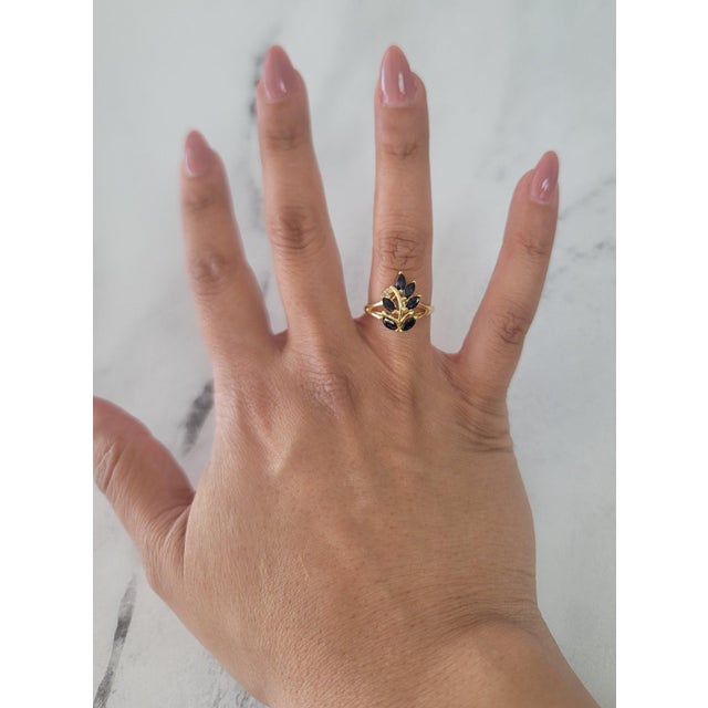 ♥ Product Summary ♥ Main Stone: Sapphire & Diamonds Band Material: 14k Yellow Gold Stone Shape: Marquise & Round Weight: 3...
