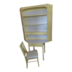 Thomasville Allegro Mid-Century Modern Faux Bamboo Corner Desk Set With Chair