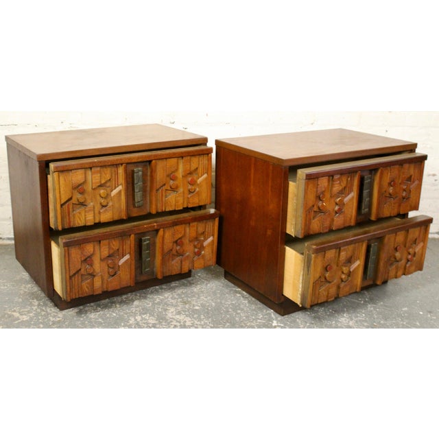 Brutalist Mid-Century Nightstands From Lane Furniture's "Pueblo" Series, Attributed For Sale - Image 14 of 14