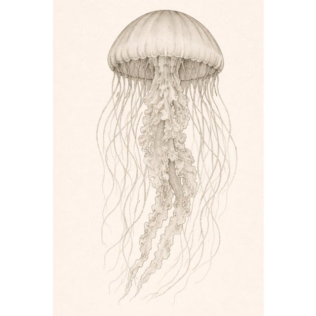 Not Yet Made - Made To Order Delicate Sea Nettle Study, Coastal Botanical Jellyfish Art Print, 24" × 36" For Sale - Image 5 of 10
