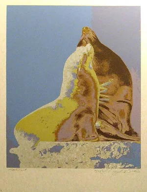 1979 "Seal Point" Abstract Serigraph with Gold Metallic Ink by Greg McBride