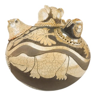 Monumental Randy Brodnax Covered Vessel With Frogs For Sale