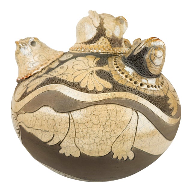 Monumental Randy Brodnax Covered Vessel With Frogs For Sale